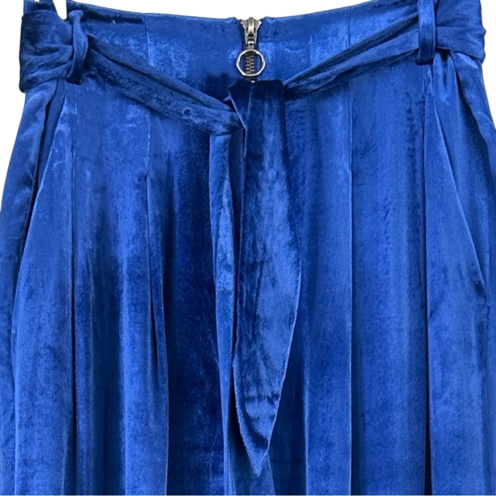 Intermix Claudia Velvet Pleated Belted Wide Leg High Rise Pants Trousers sz 6 - Picture 9 of 12